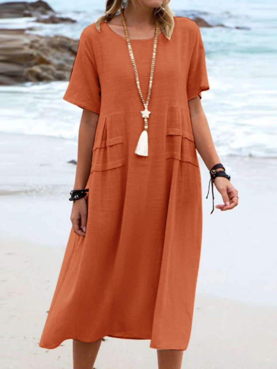 Aruna - Lockeres Rundhals Kleid