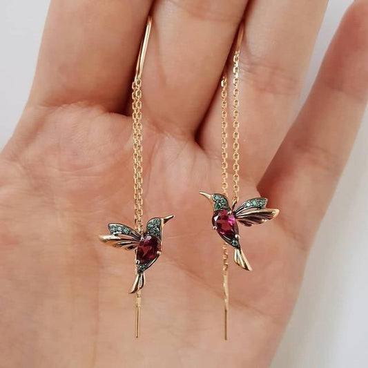 Aveline | Kolibri-Ohrringe mit Emaille und Zirkonia