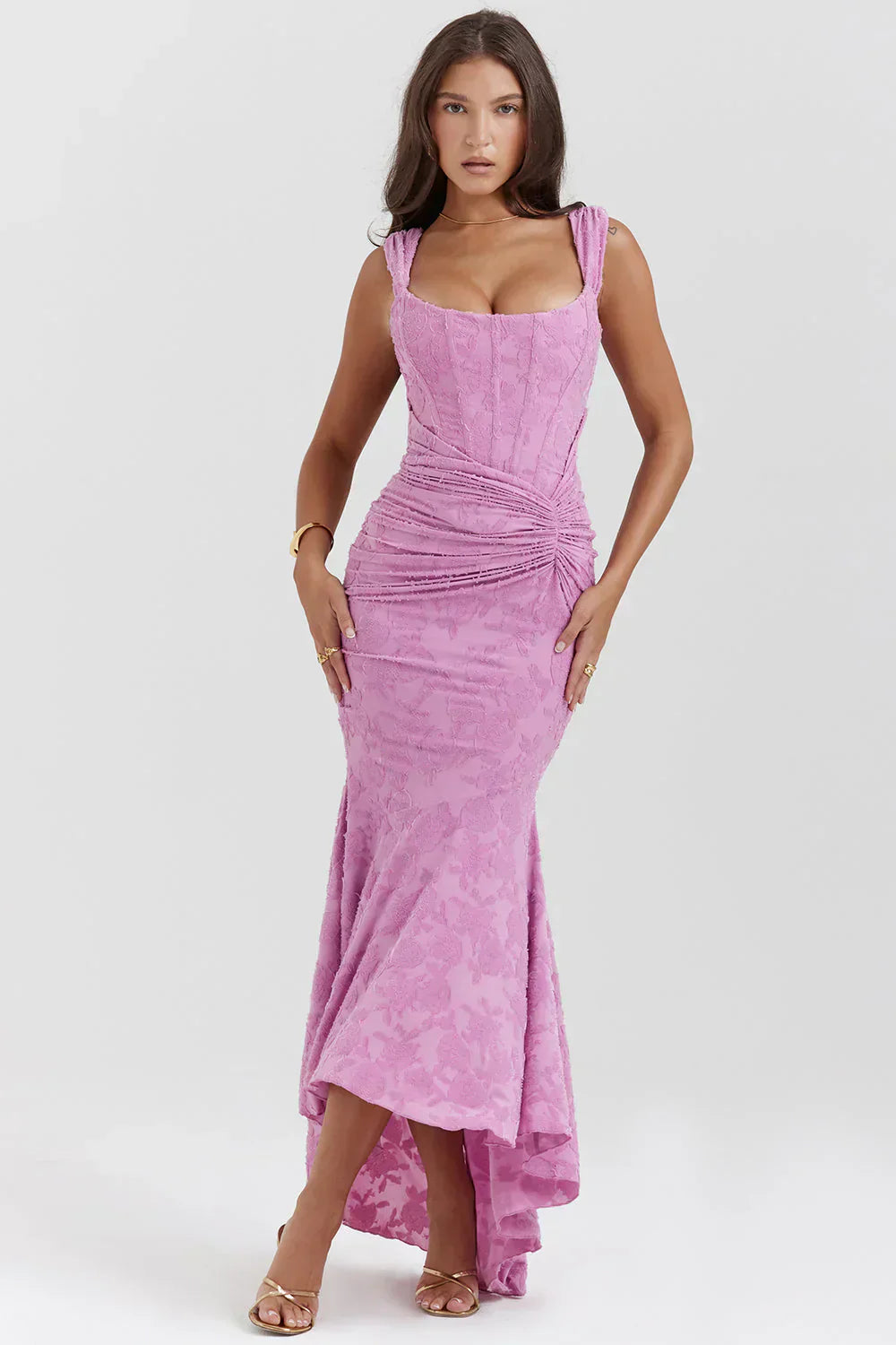 Angel | Langes Plissee-Kleid mit Offenem Rücken