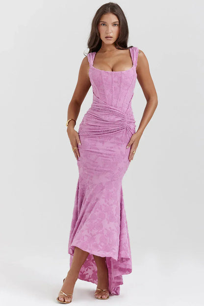 Angel | Langes Plissee-Kleid mit Offenem Rücken