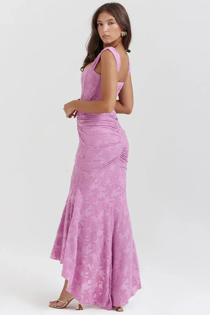 Angel | Langes Plissee-Kleid mit Offenem Rücken