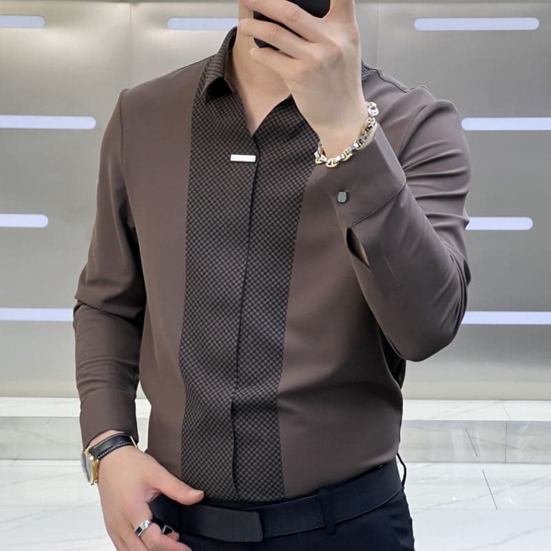 Business-Casual Patchwork-Hemd