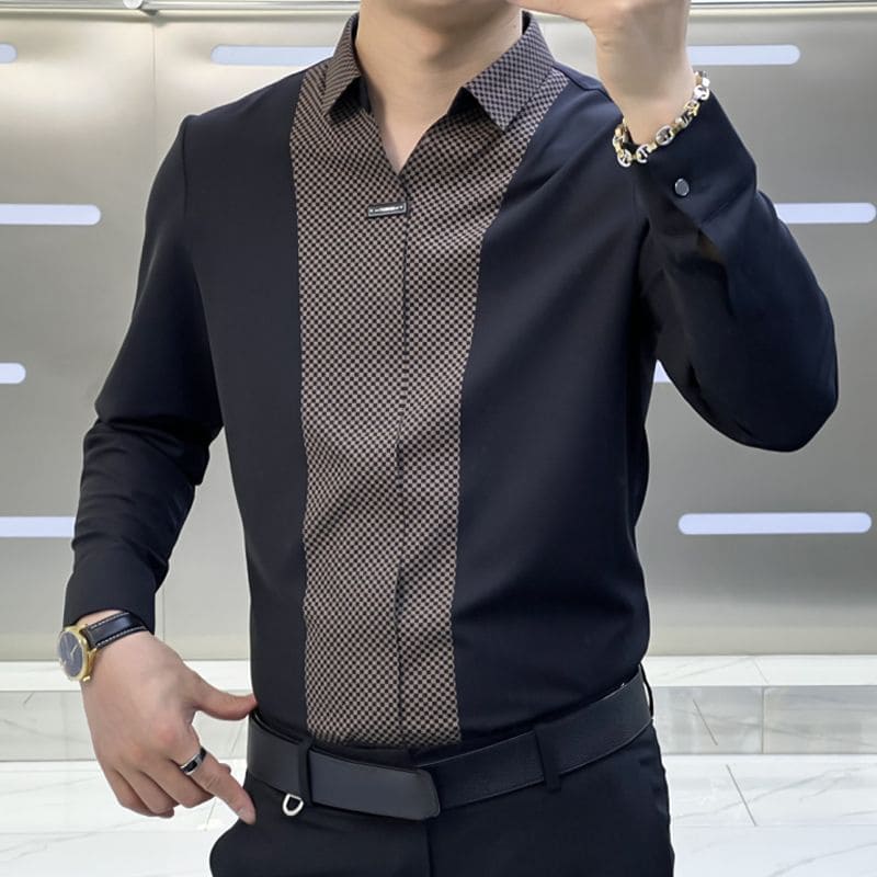 Business-Casual Patchwork-Hemd