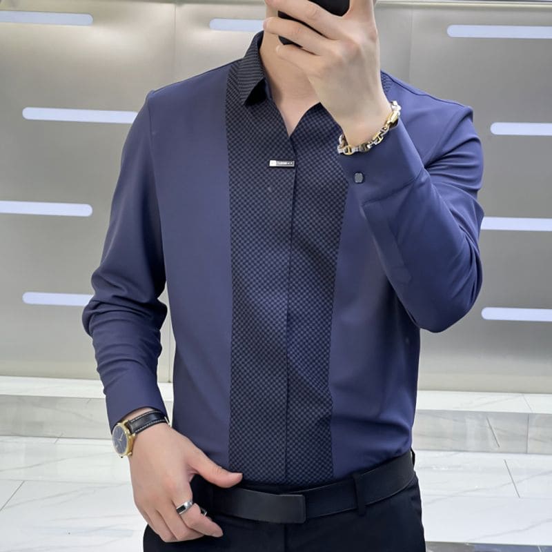 Business-Casual Patchwork-Hemd