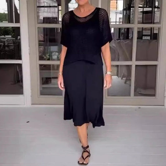 Alora - Elegantes 2-Teile Kleid mit Spitzenoberteil